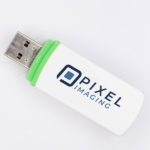 Custom-printed USB stick promotional gift with company logo